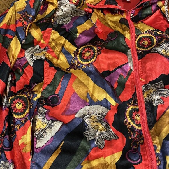 Vintage Jacket Windbreaker Lined Rafael Red Gold Purple Zip Bold Bright Artistic - Picture 4 of 7